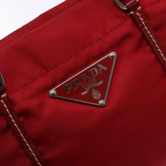 PRADA Tote Bag Nylon Red Silver Auth 138844 - Picture 12 of 16